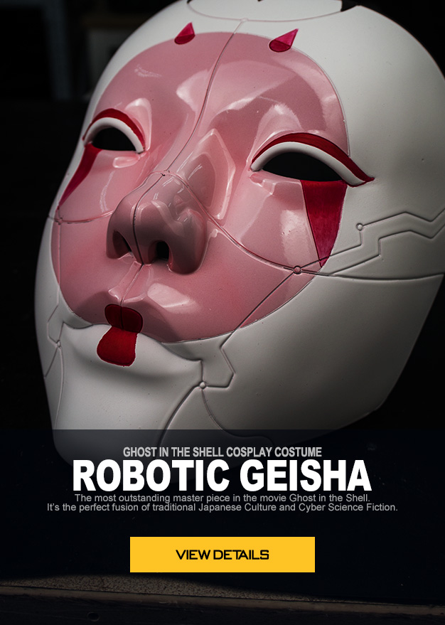 ghost in the shell cosplay costume robotic geisha robot android. The most outstanding master piece in the movie Ghost in the Shell. Elegant, fascinating and terrifying. It’s the perfect fusion of traditional Japanese Culture and Cyber Science Fiction.