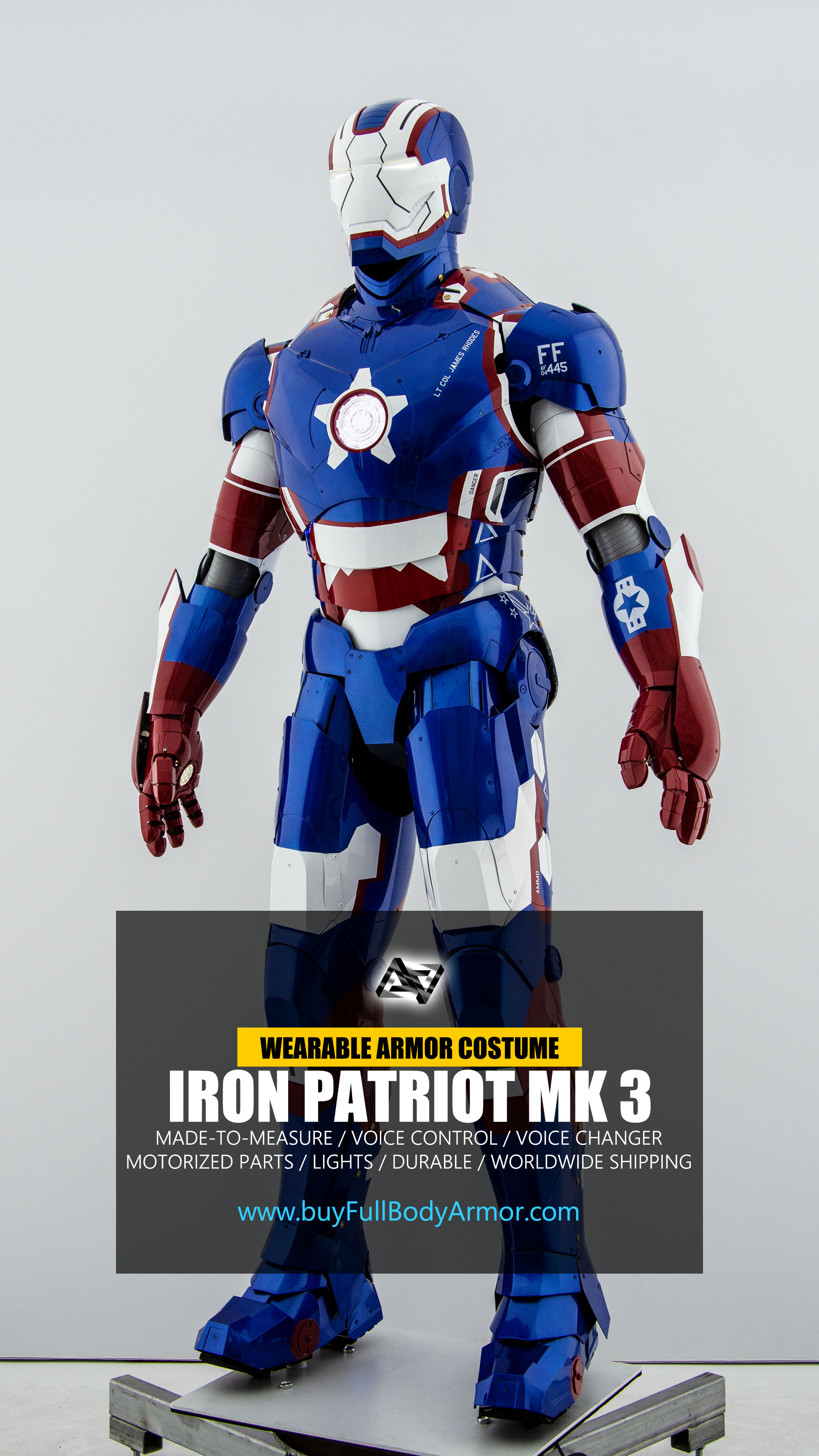 Iron Patriot Iron Man Suit Mark 3 III Armor Costume