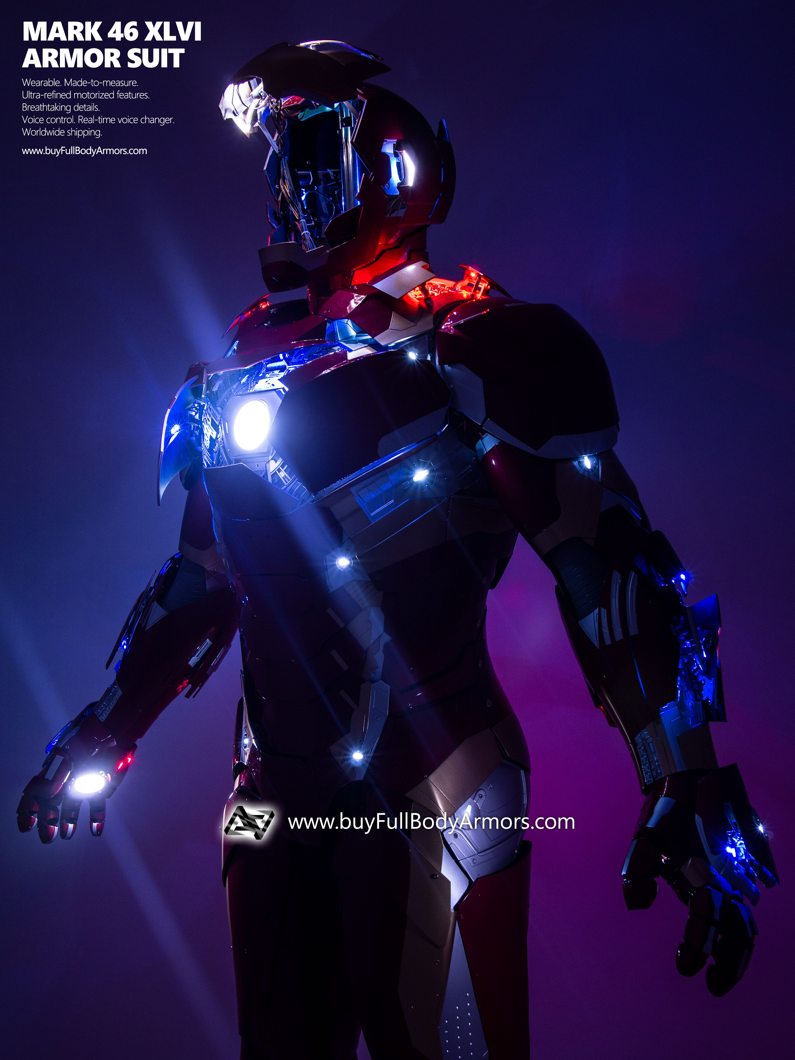 new Iron Man Suit Mark 46 armor costume advanced version special dark 3