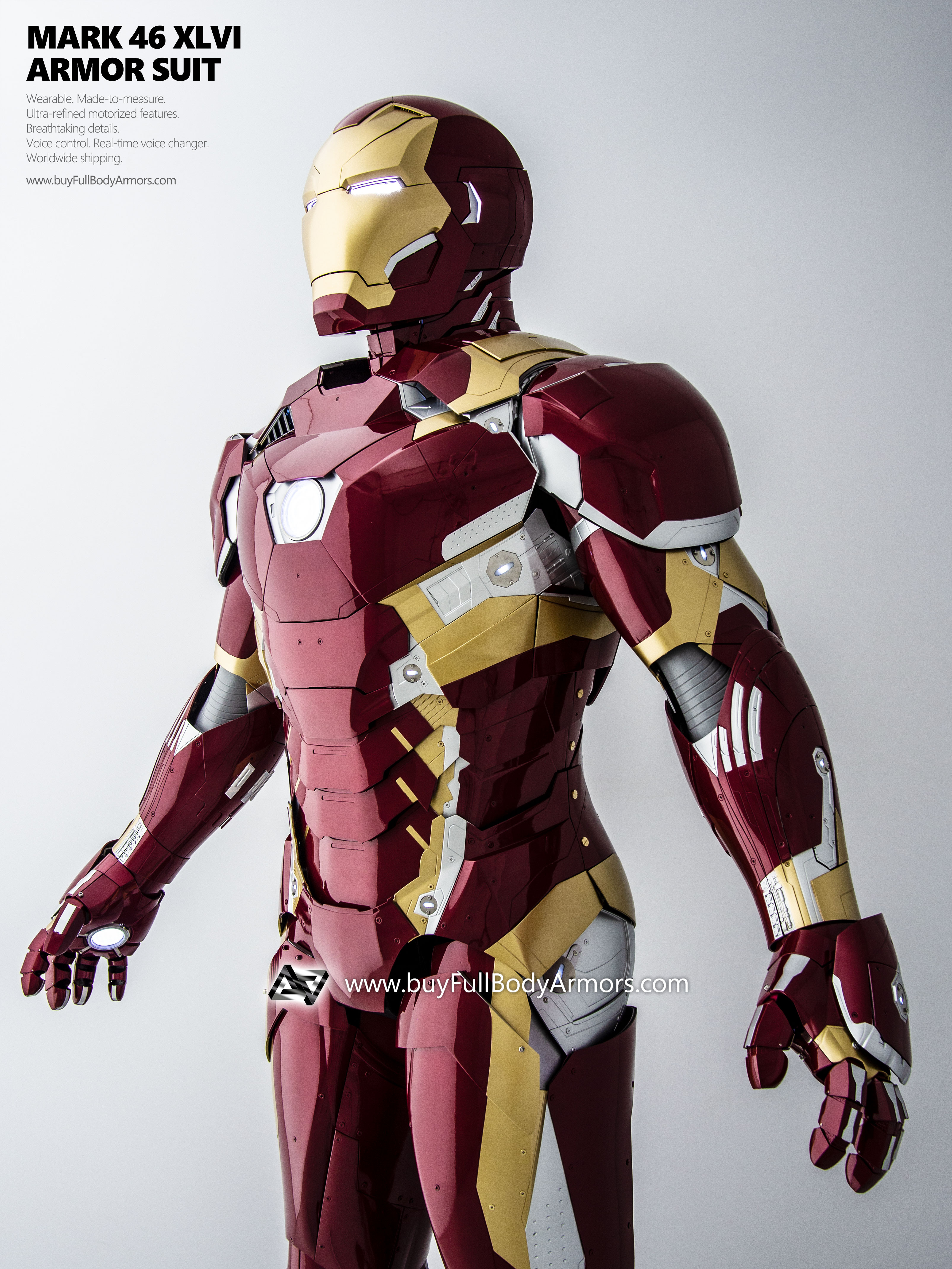 new Iron Man Suit Mark 46 armor costume advanced version special light 1