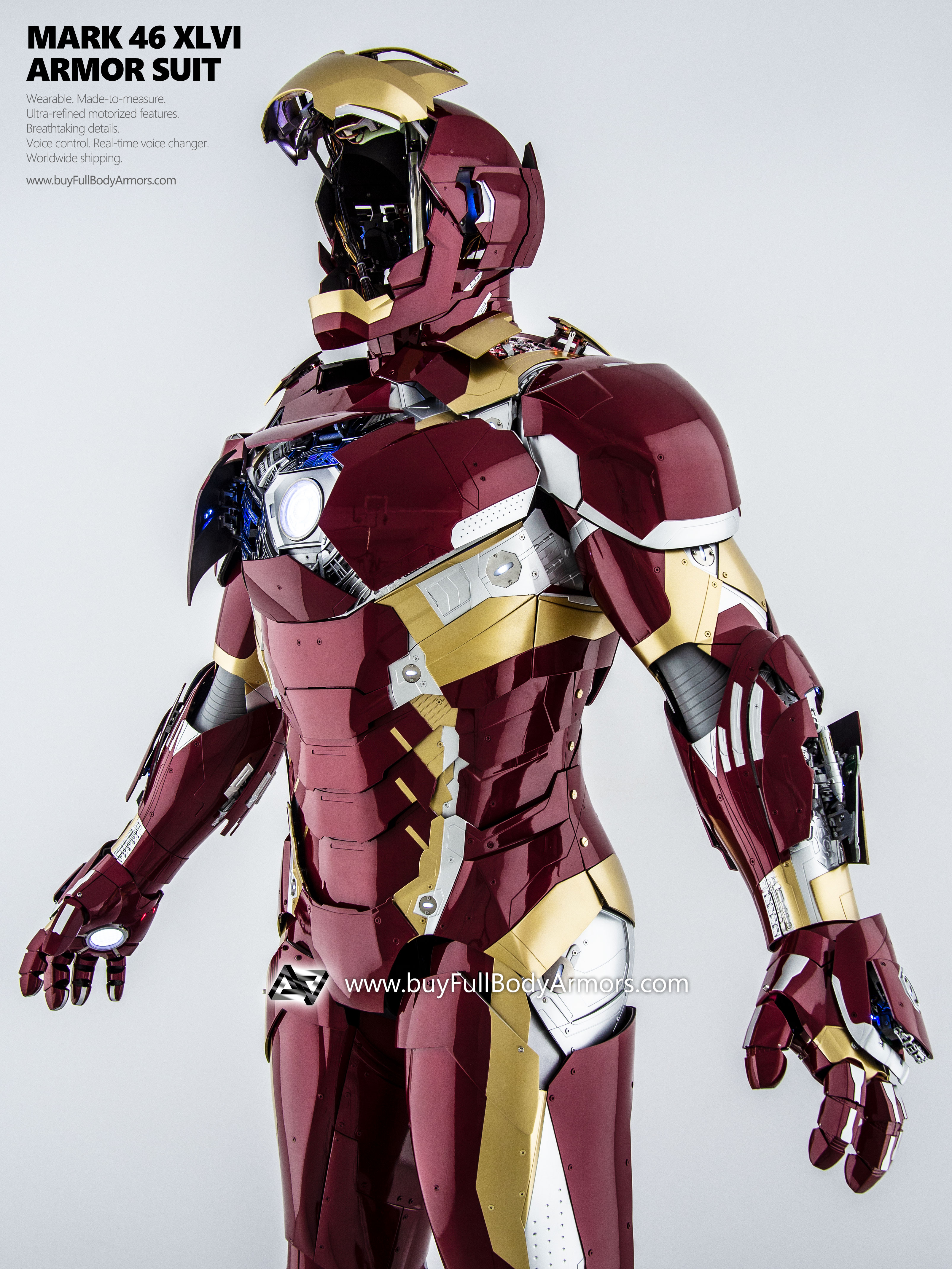 new Iron Man Suit Mark 46 armor costume advanced version special light 2