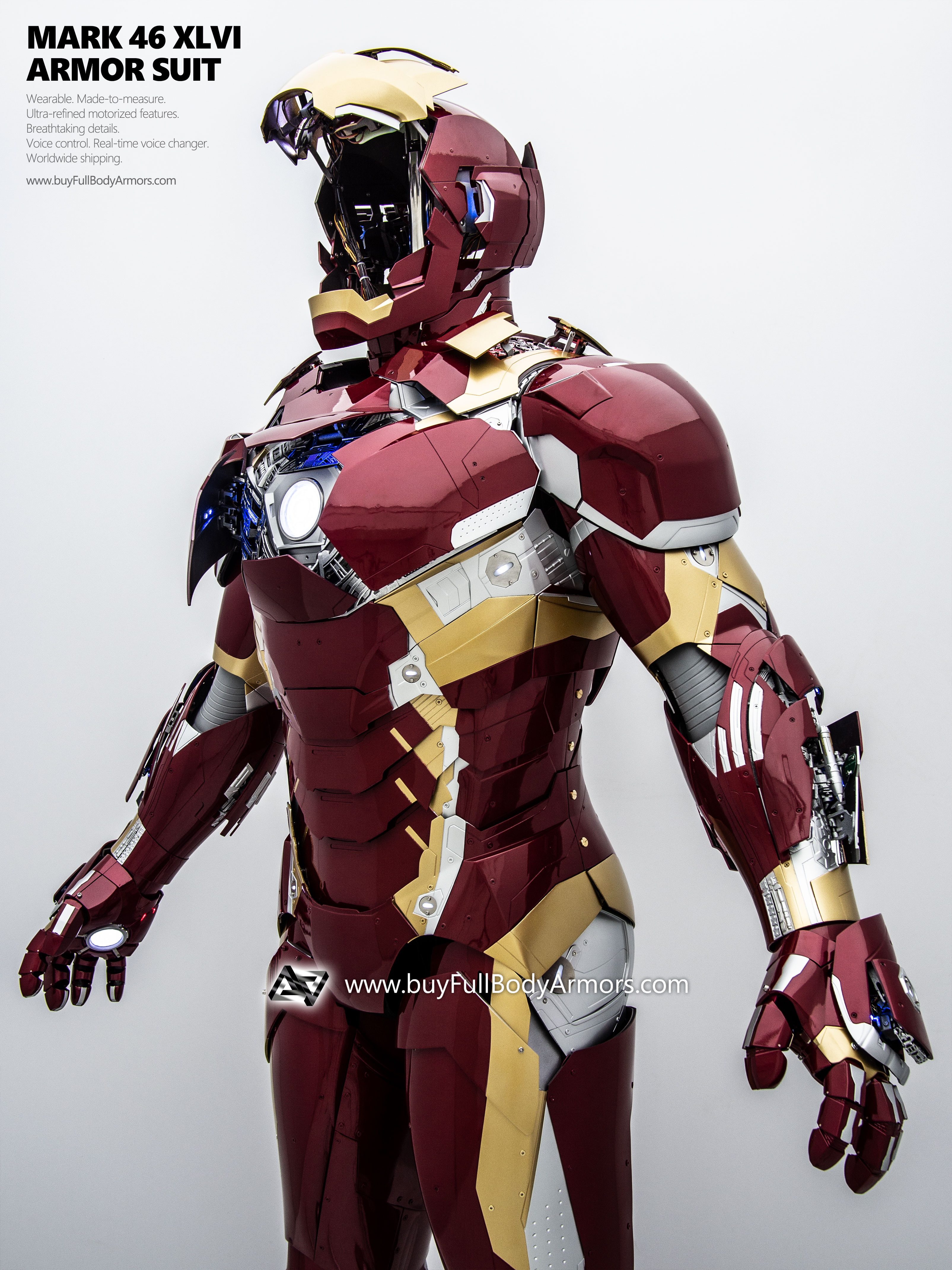 new Iron Man Suit Mark 46 armor costume advanced version special light 3