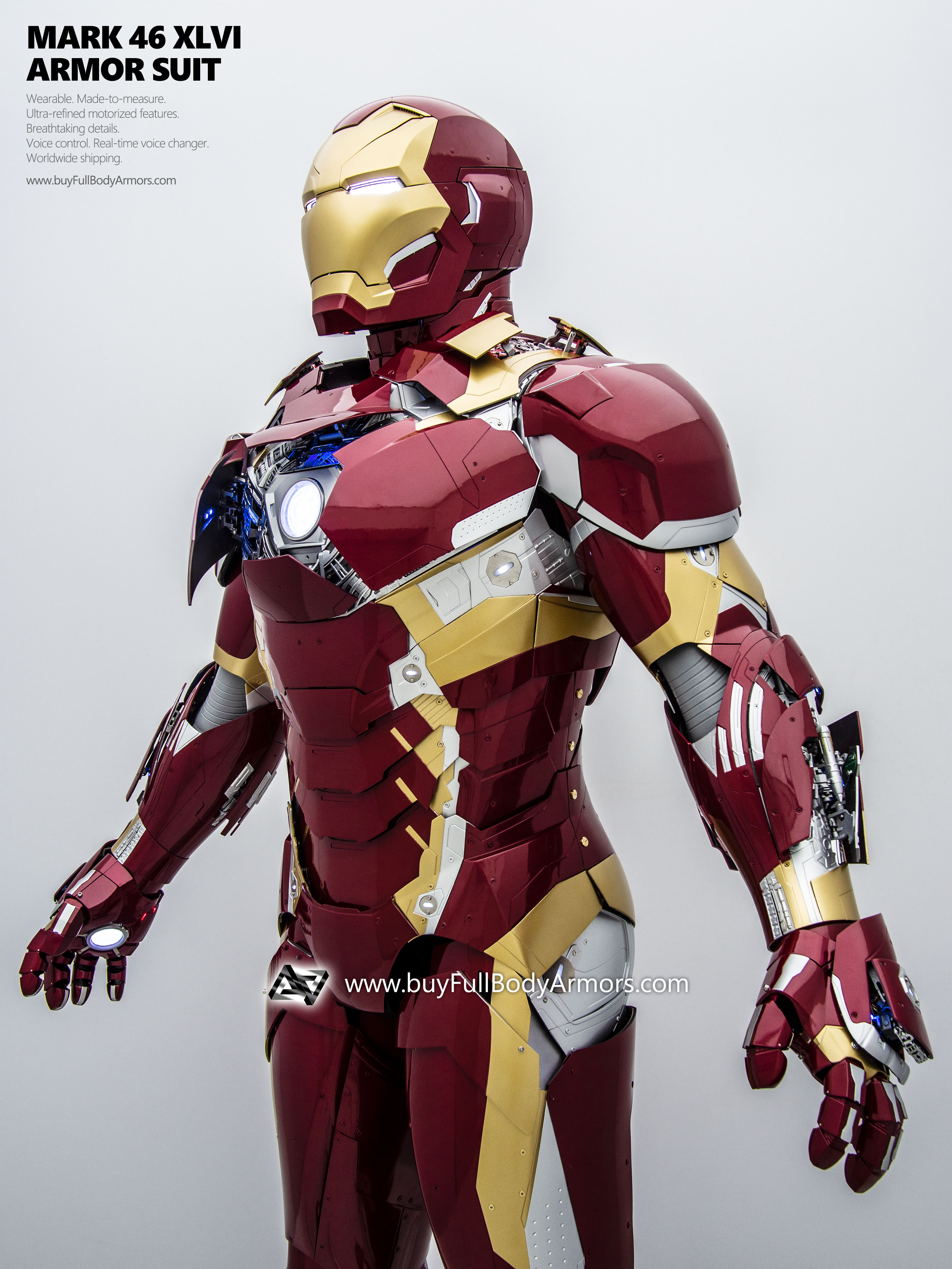 new Iron Man Suit Mark 46 armor costume advanced version special light 4
