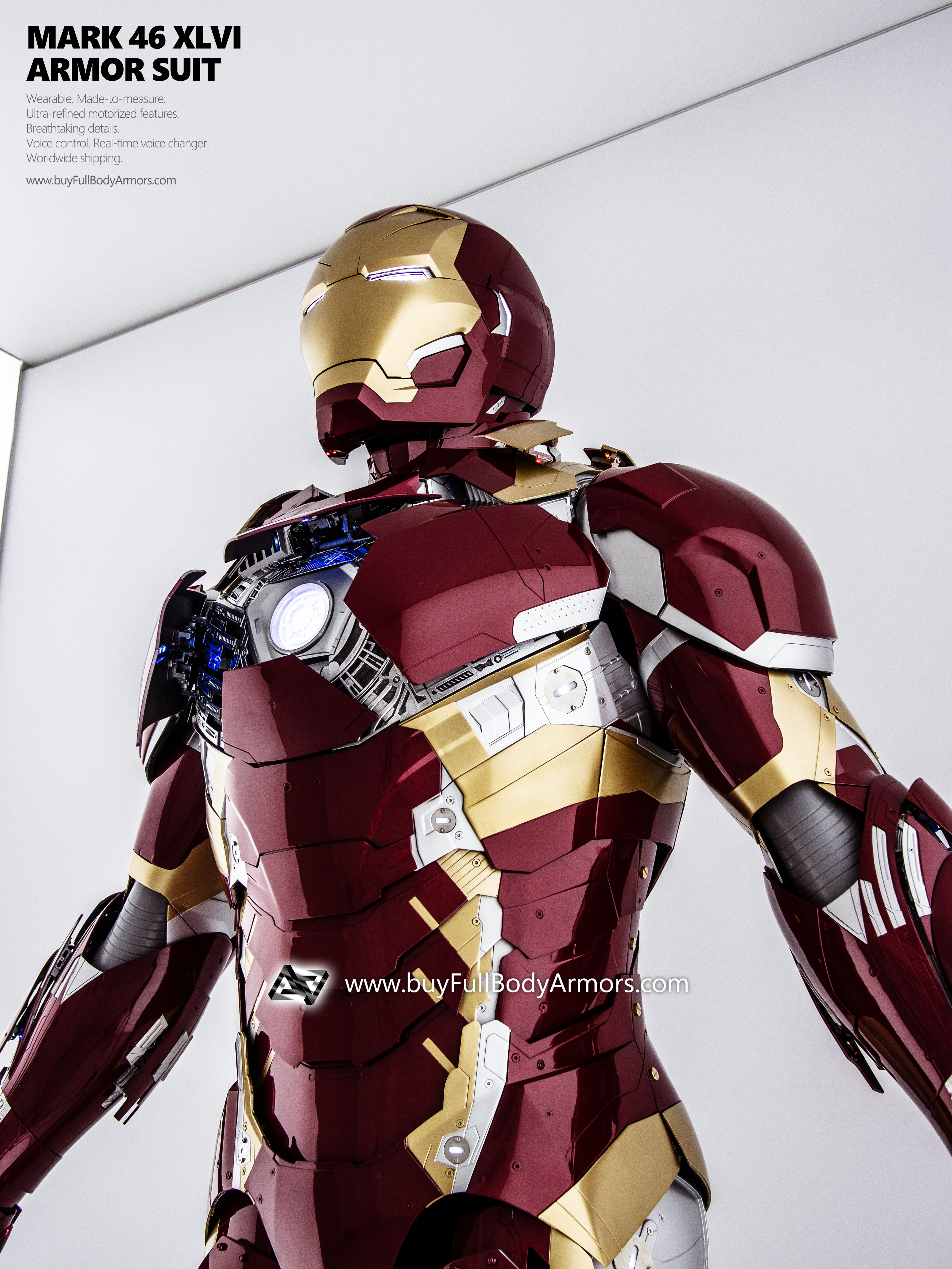new Iron Man Suit Mark 46 armor costume advanced version special light 5