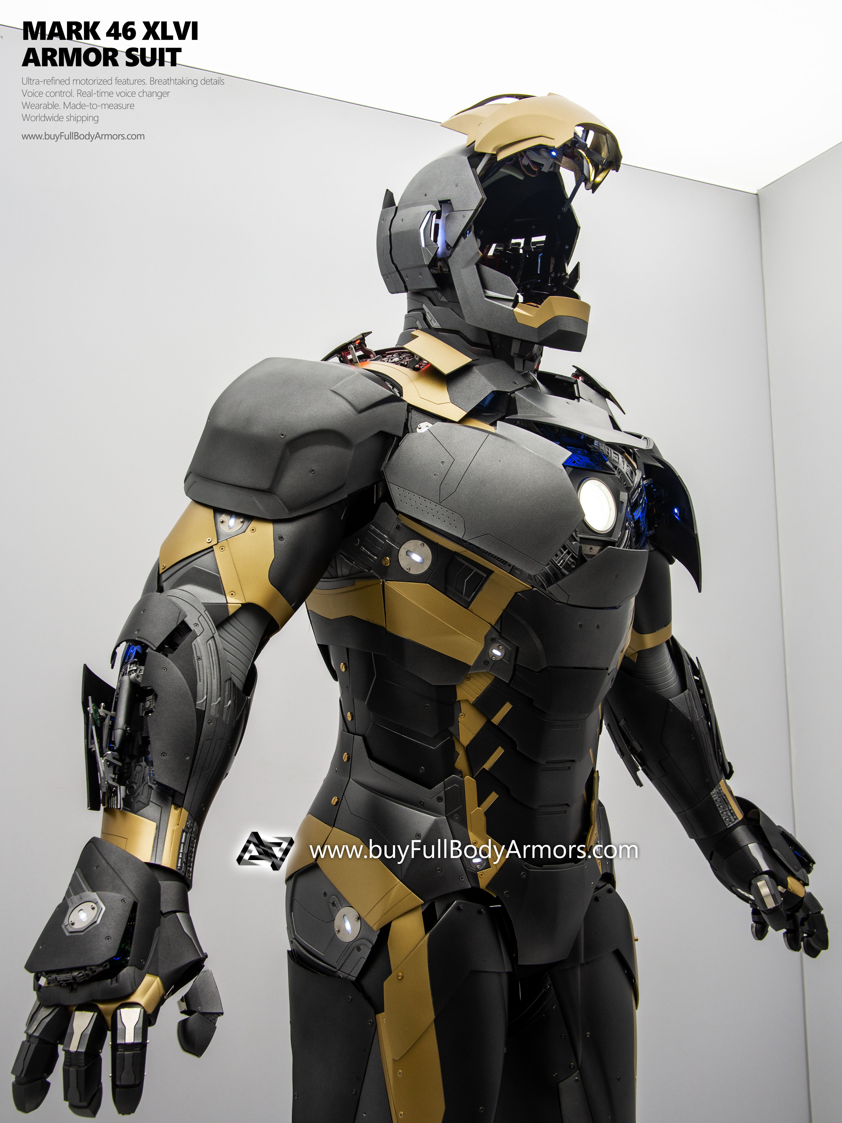 new Iron Man Suit Mark 46 armor costume advanced version black gold cover 3