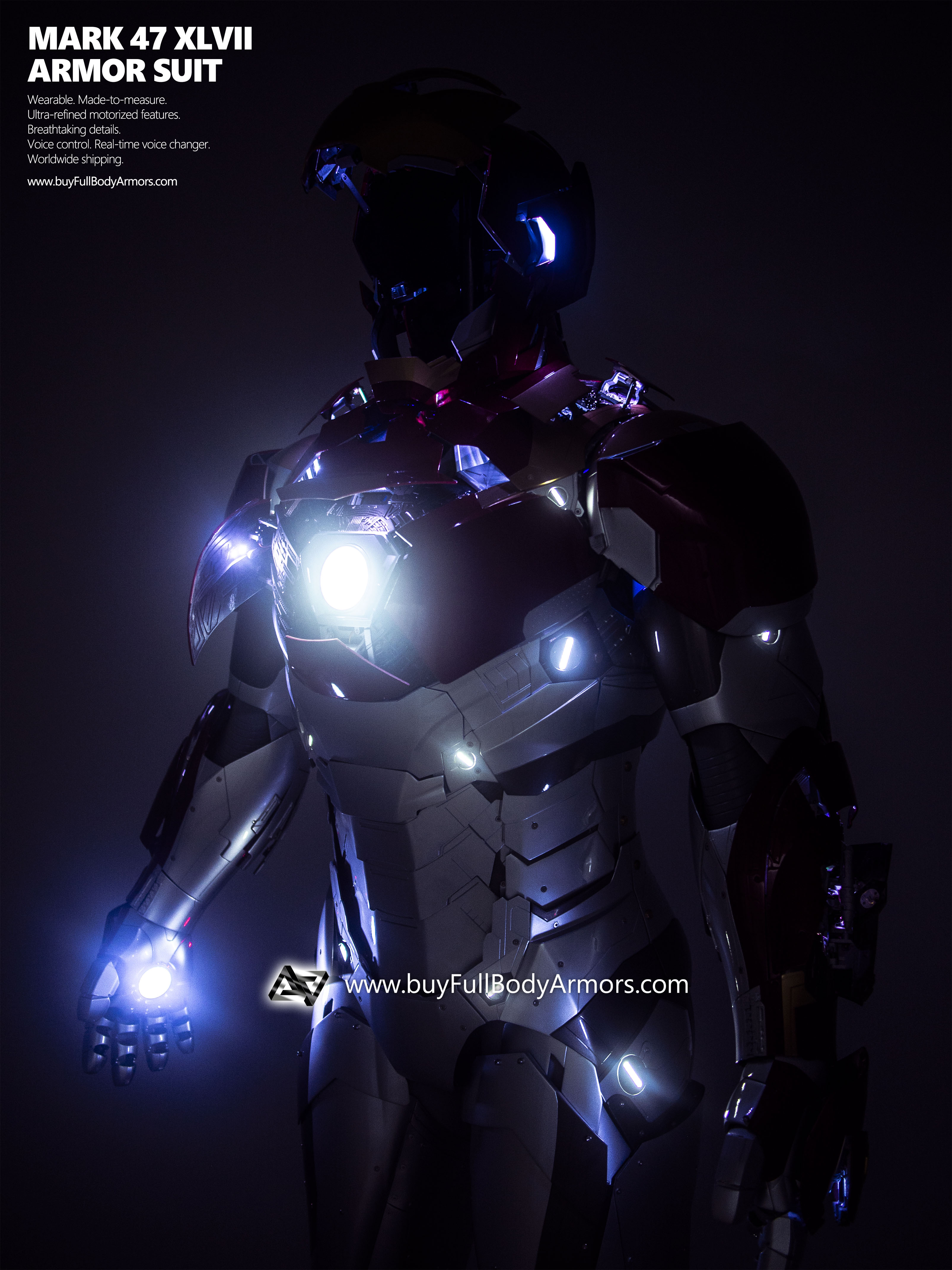 new Iron Man Suit Mark 47 armor costume advanced version special light 1