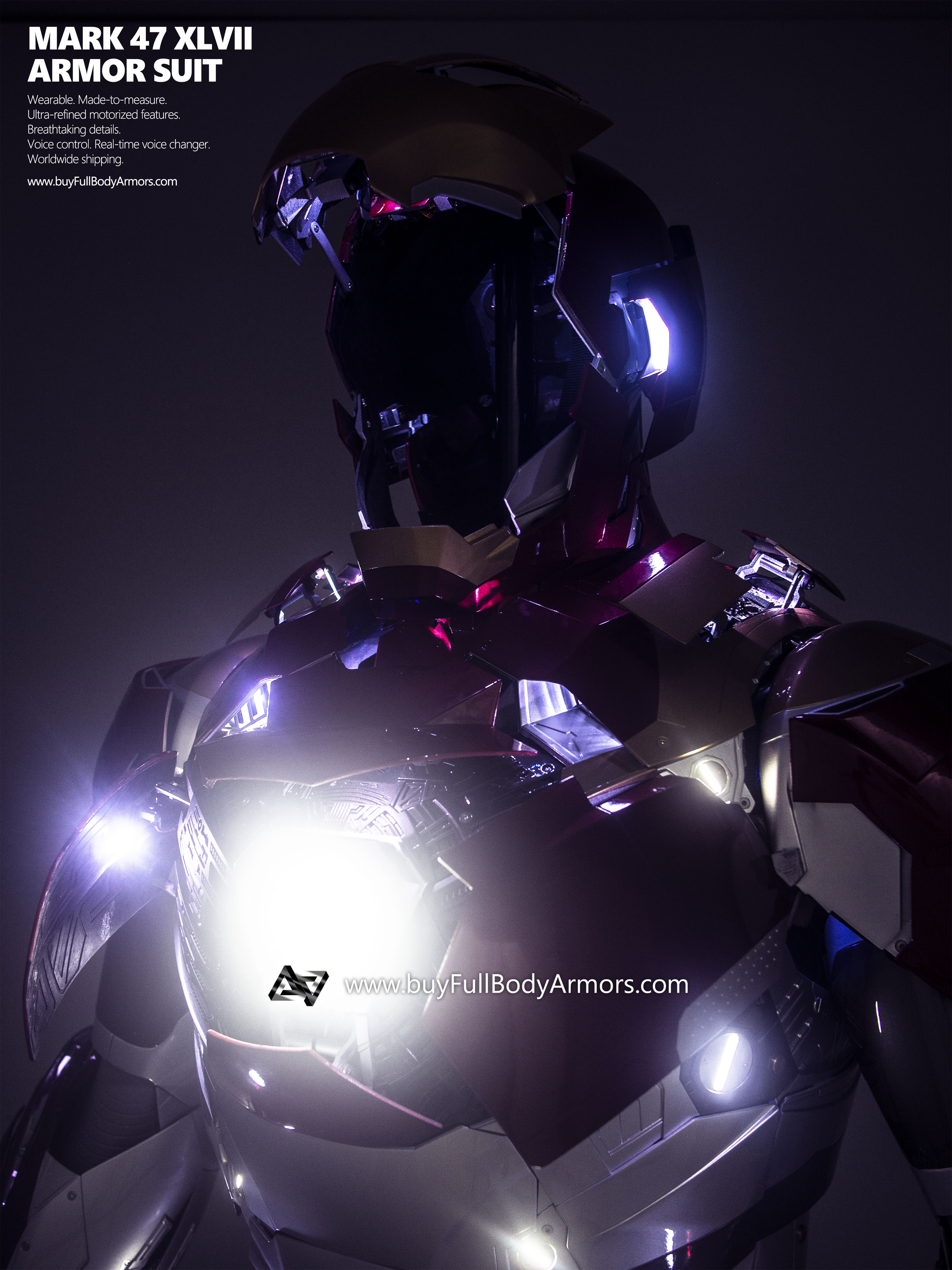 new Iron Man Suit Mark 47 armor costume advanced version special light 1