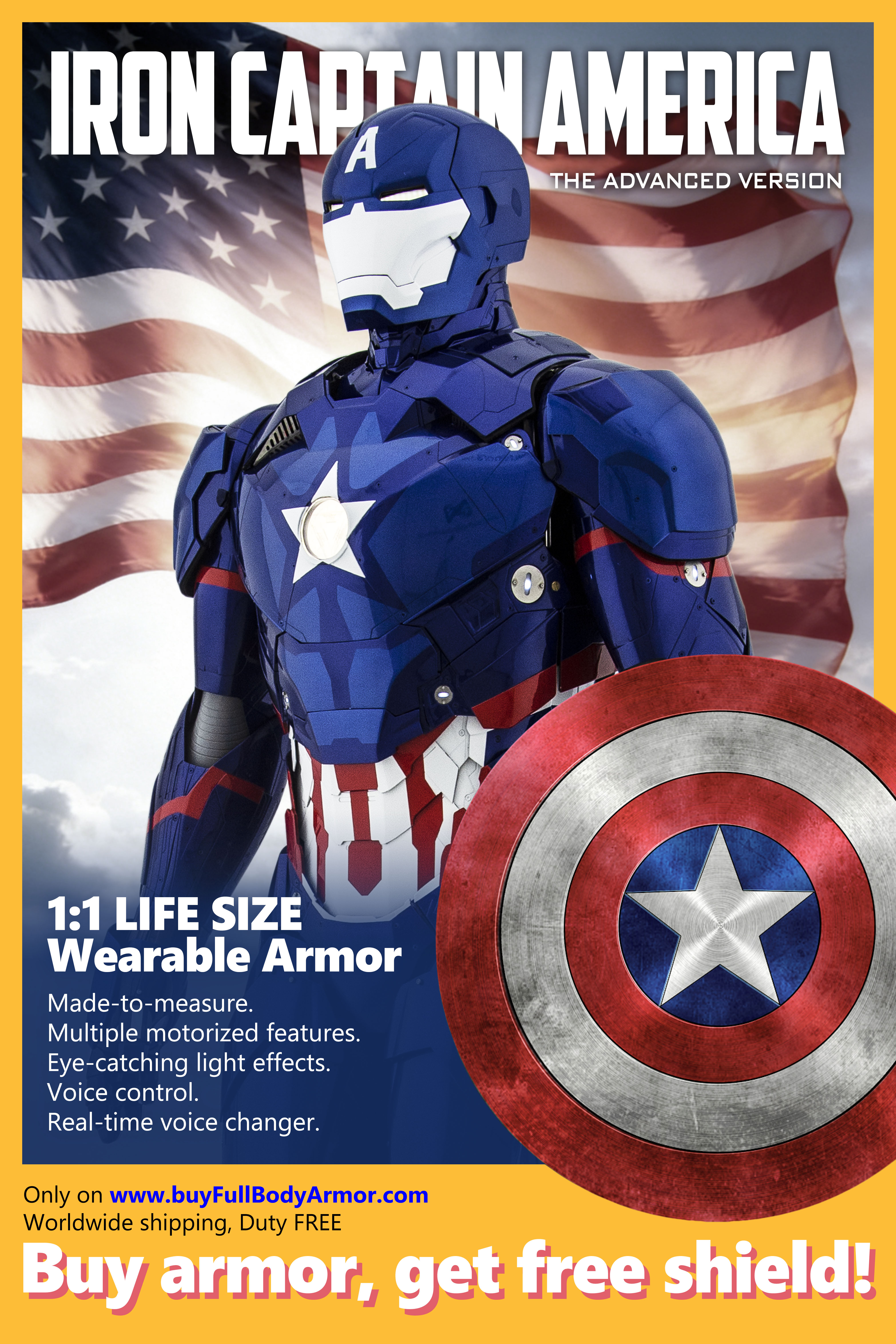 new Iron Man Suit Mark 46 captain america armor costume front