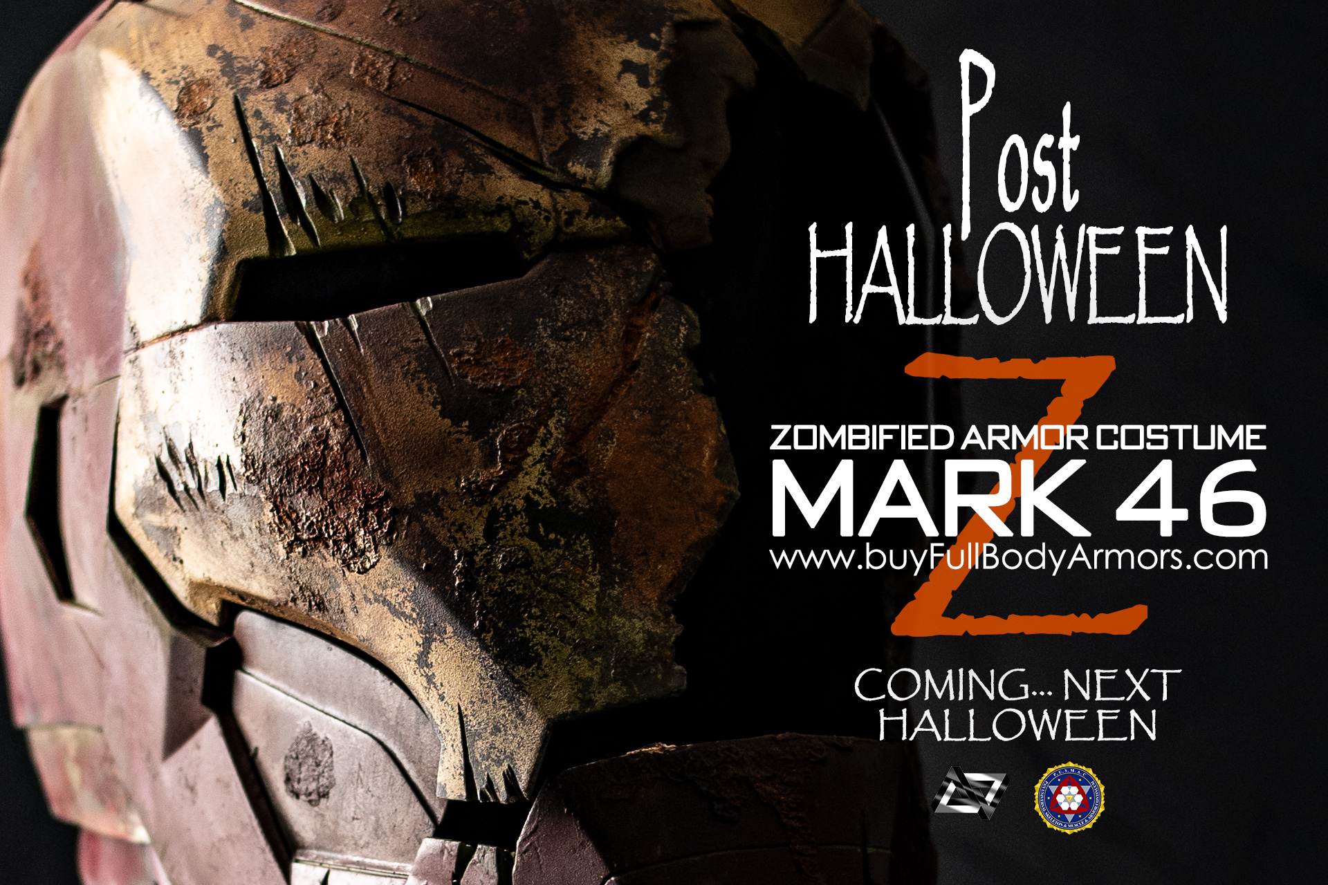 the zombified Iron Man Mark 46 Z Armor Costume Suit - the Leading Actor of Our Post Halloween Mini-Movie