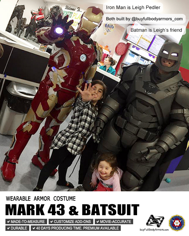 Photos from Customers - Made-to-Measure Iron Man Mark 43 XLIII and Armored Batsuit Batman Armor Cosplay Costume Suit
