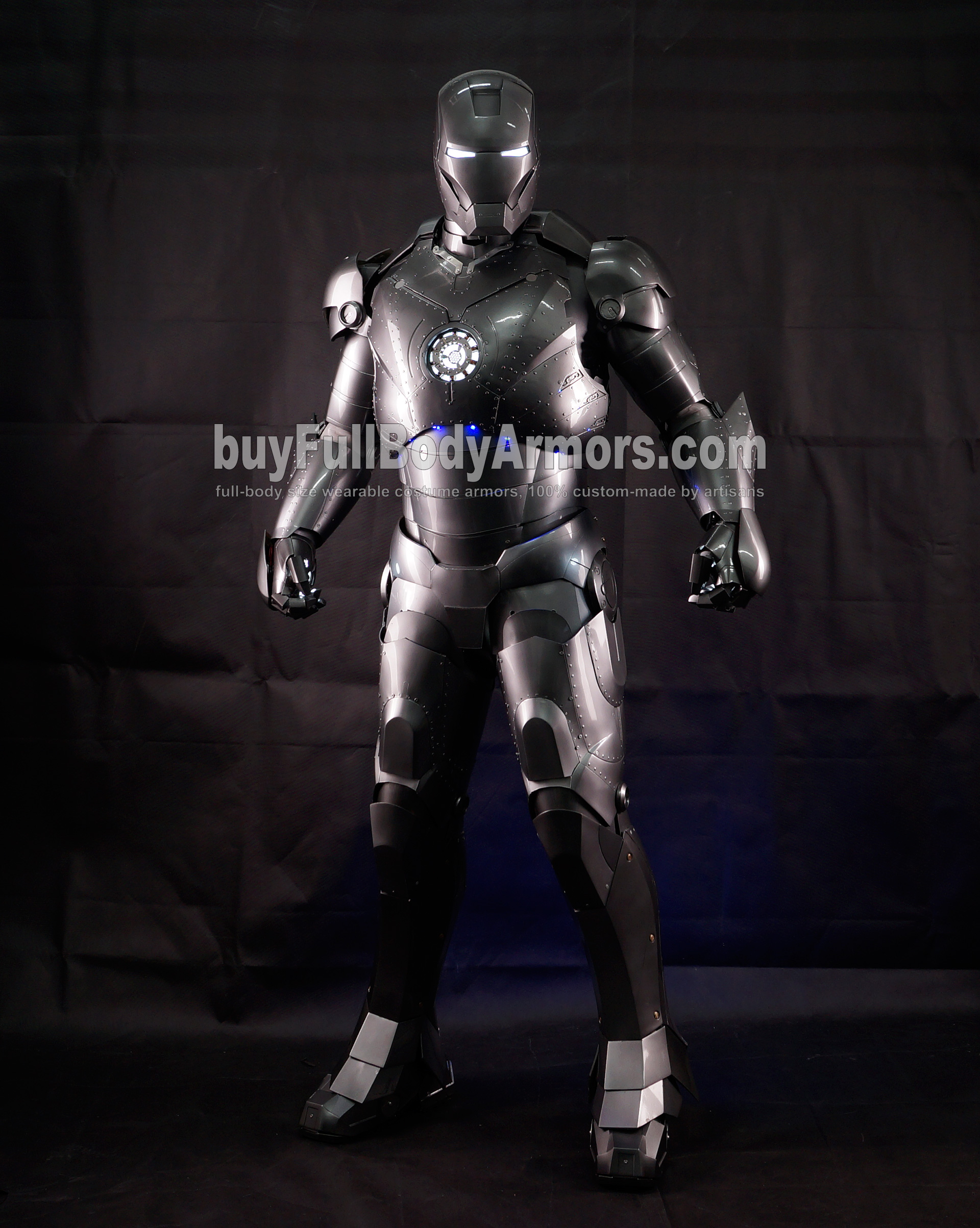 black and white iron man suit