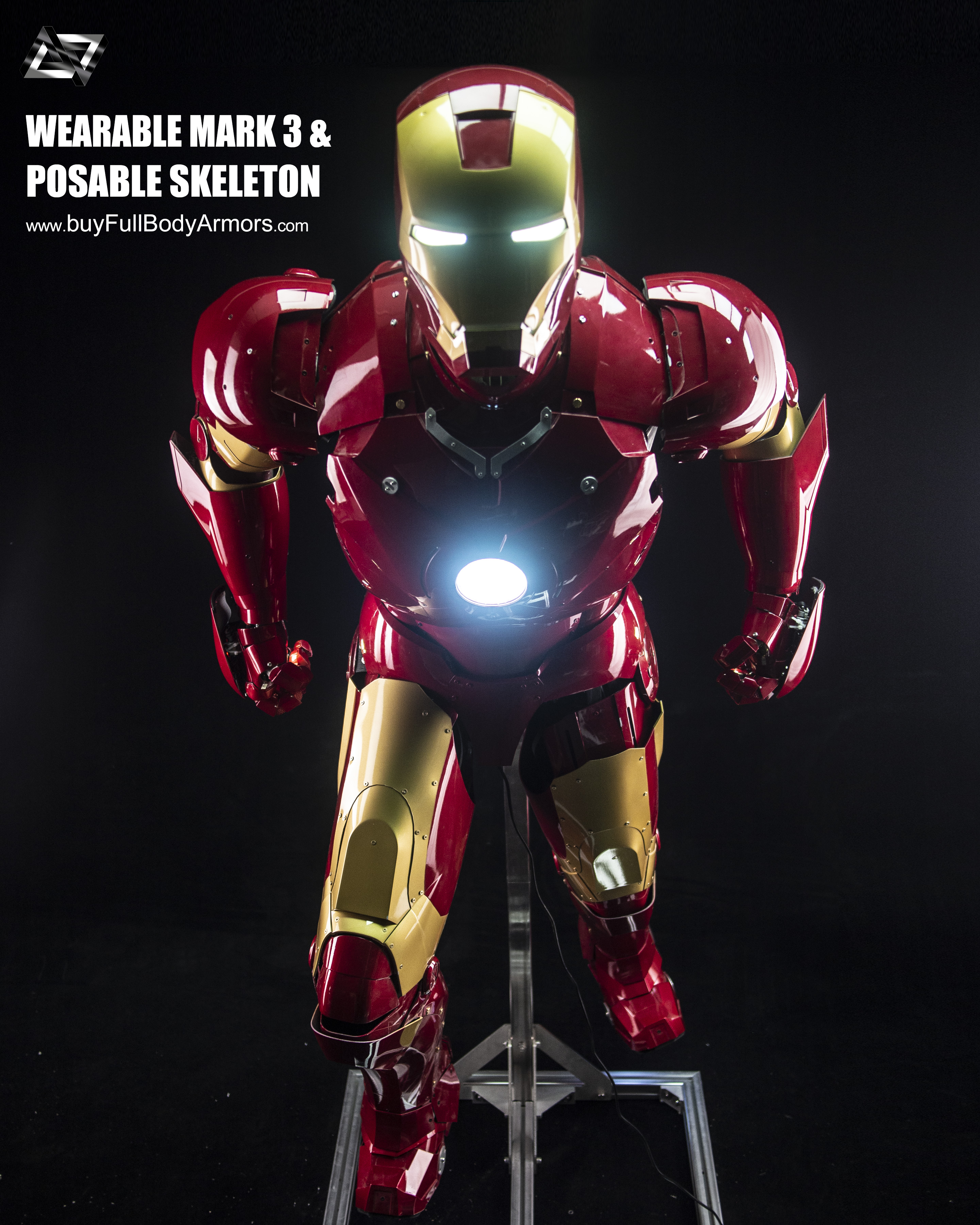Iron Man Mark 3 III Armor Costume Suit Posable Skeleton Stand 3