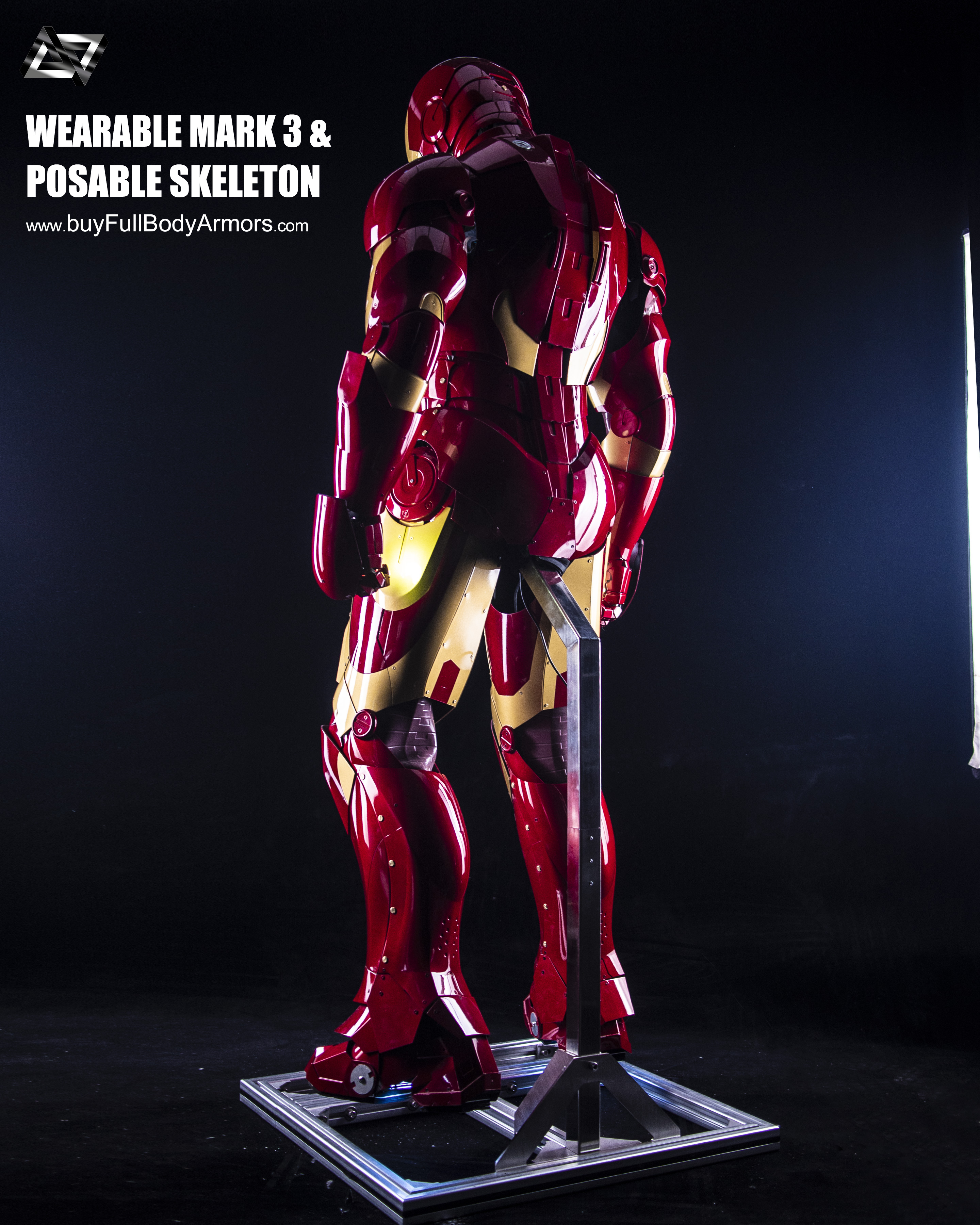 Iron Man Mark 3 III Armor Costume Suit Posable Skeleton Stand 5
