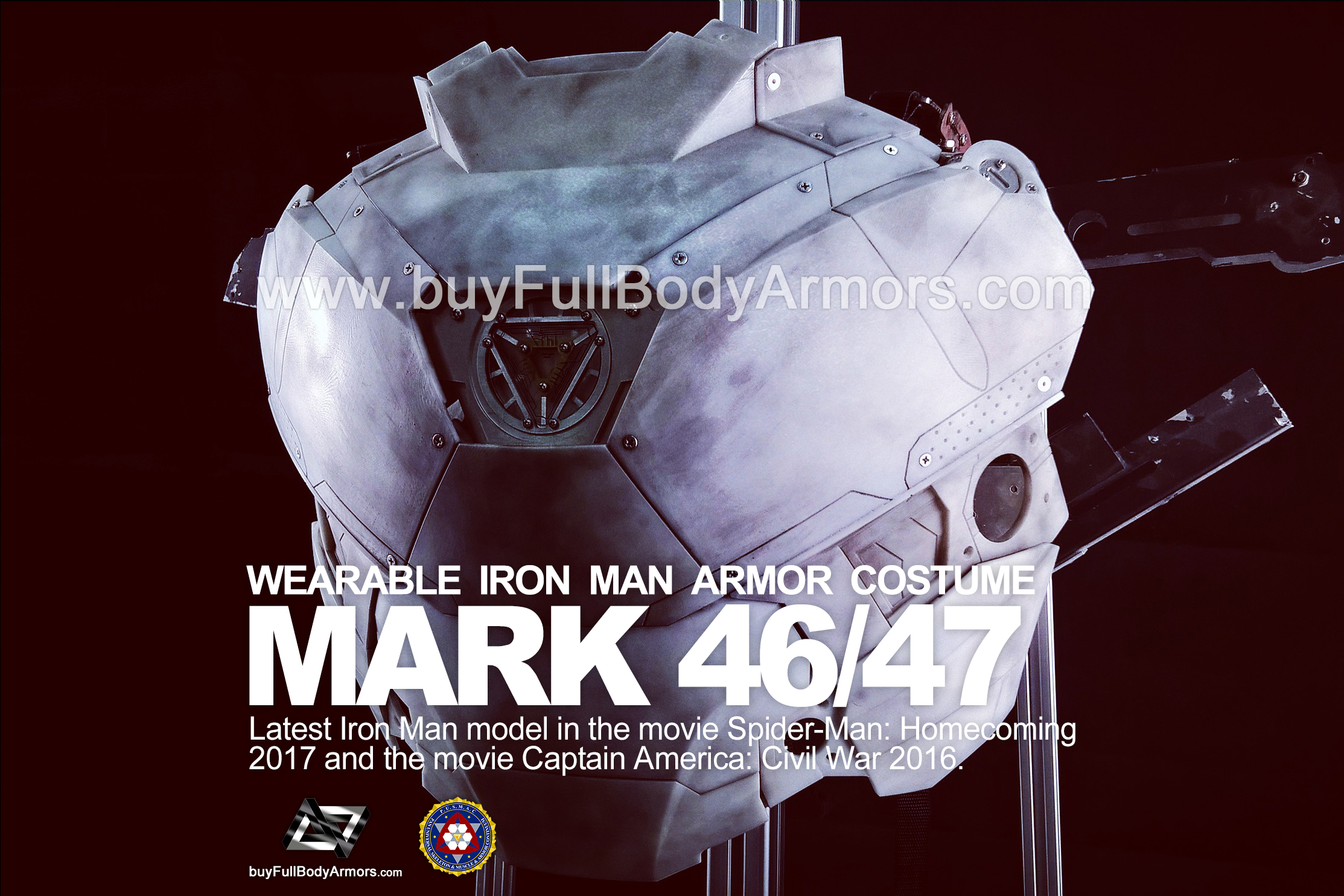 Wearable Iron Man Mark 47 / 46 Armor Costume Suit Chest Armor Prototype 3