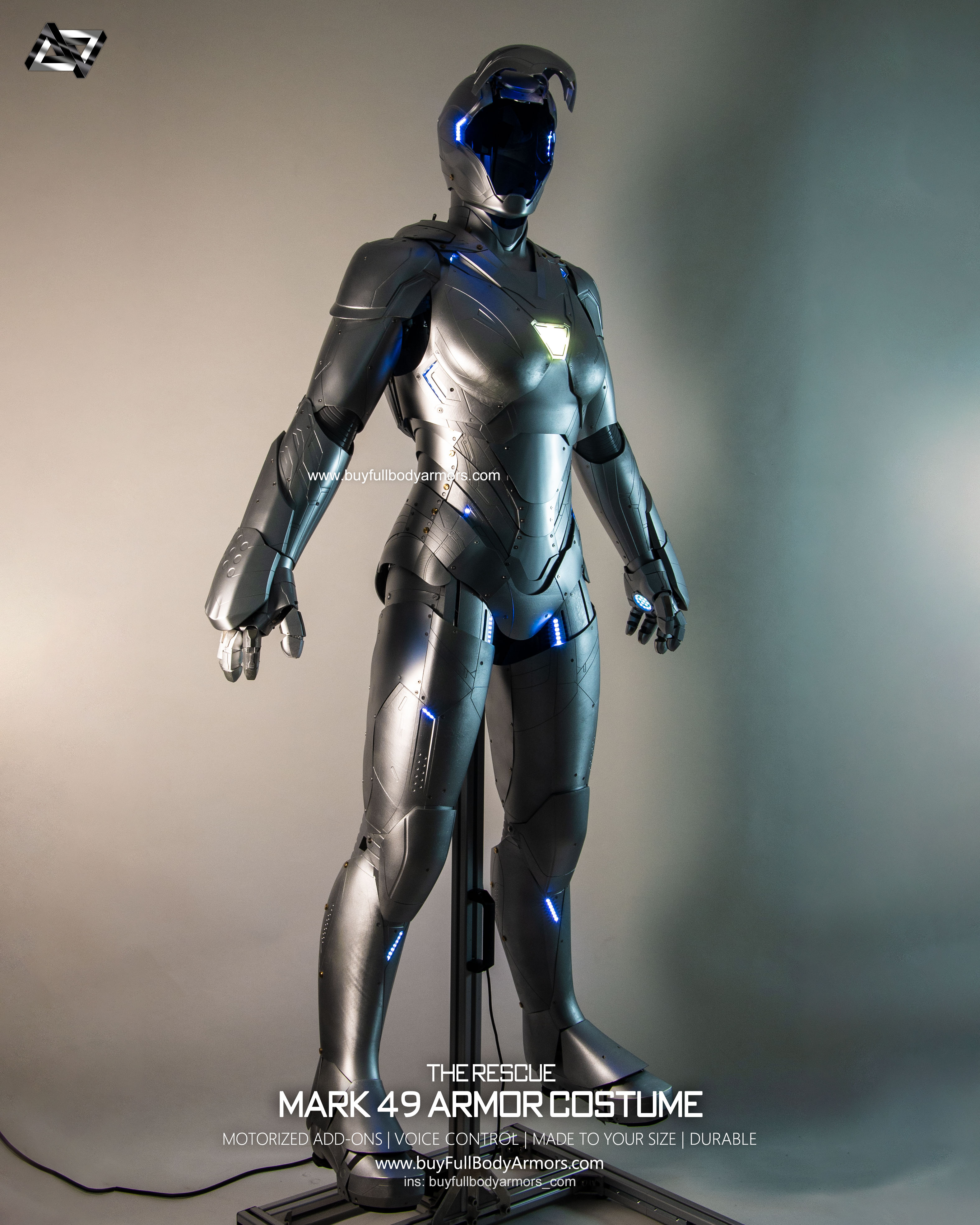 Iron Pepper Potts the Rescue suit mark49 armor costume prototype full body unpainted 1