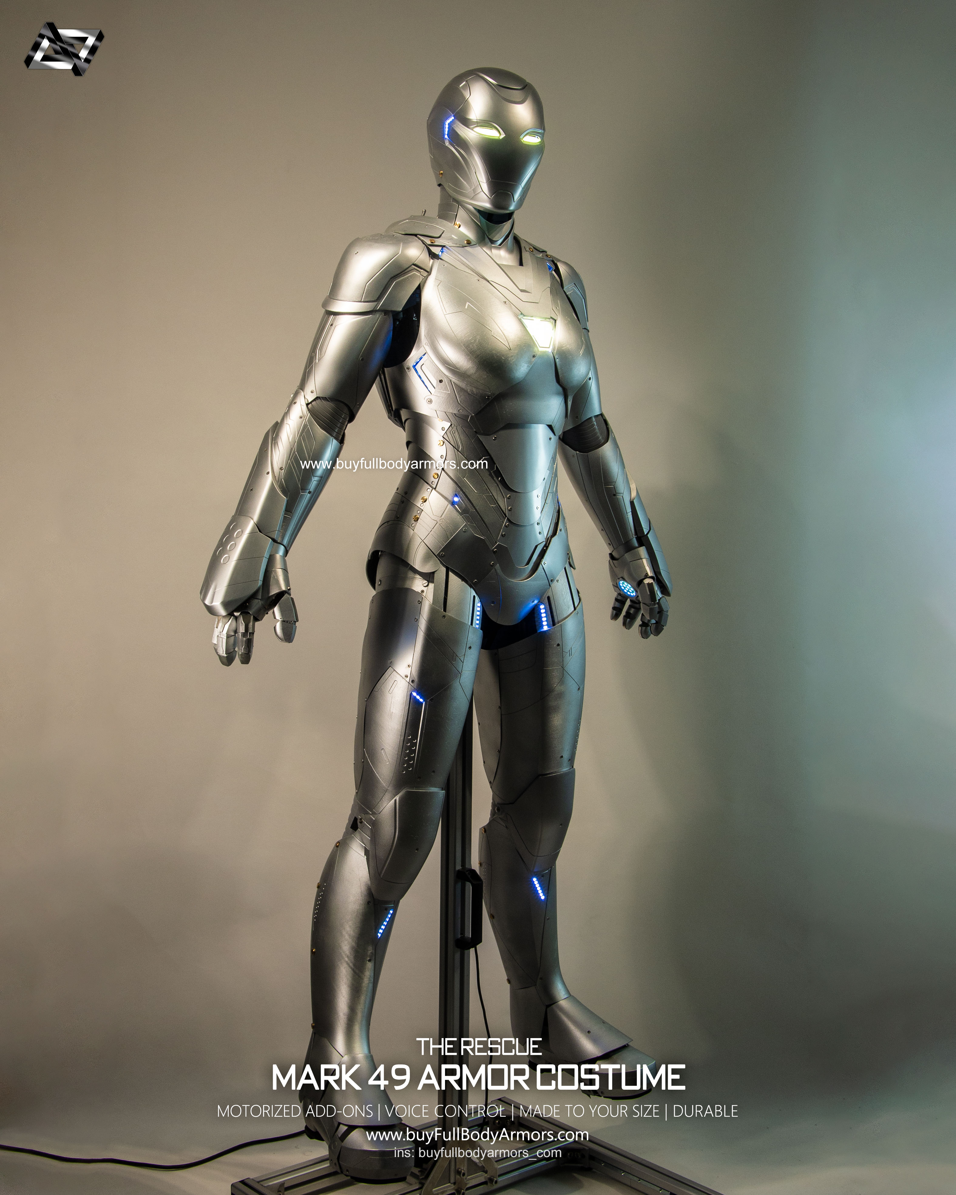 Iron Pepper Potts the Rescue suit mark49 armor costume prototype full body unpainted 2