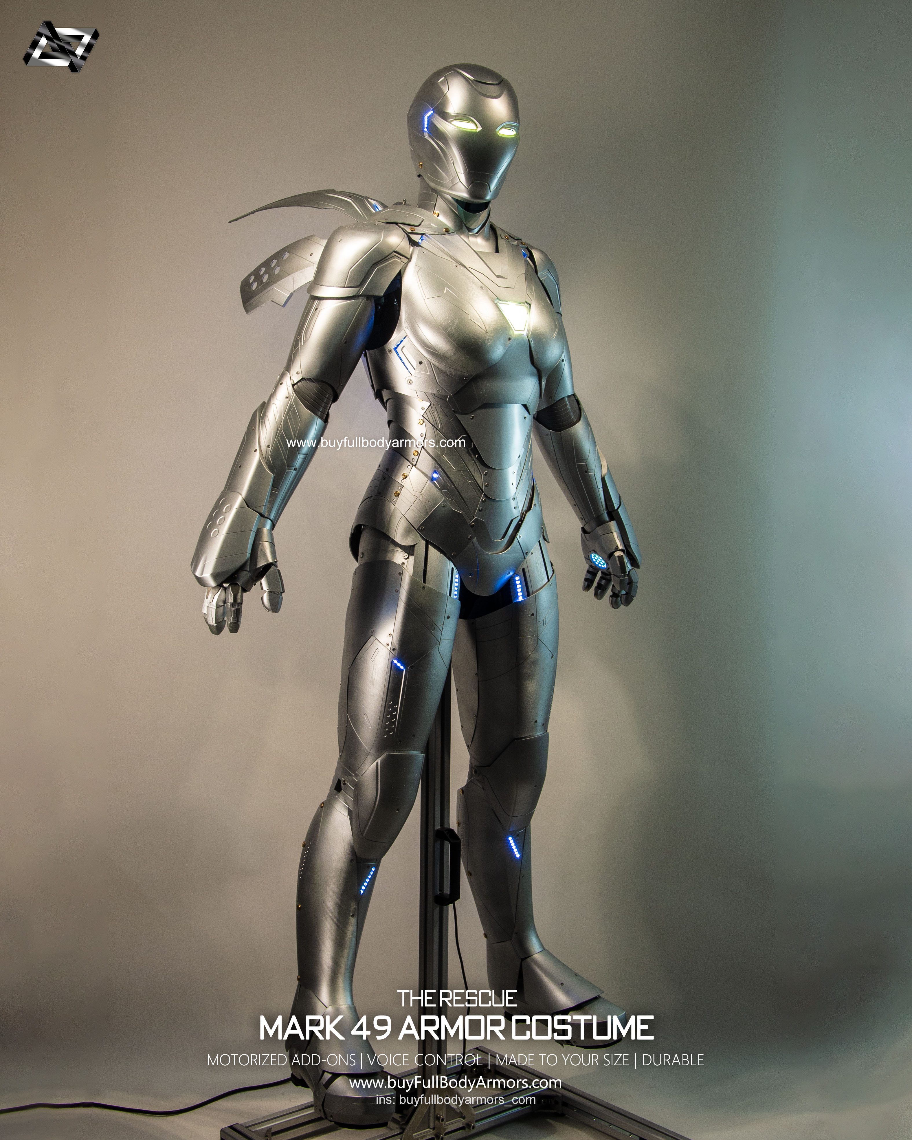 Iron Pepper Potts the Rescue suit mark49 armor costume prototype full body unpainted 3