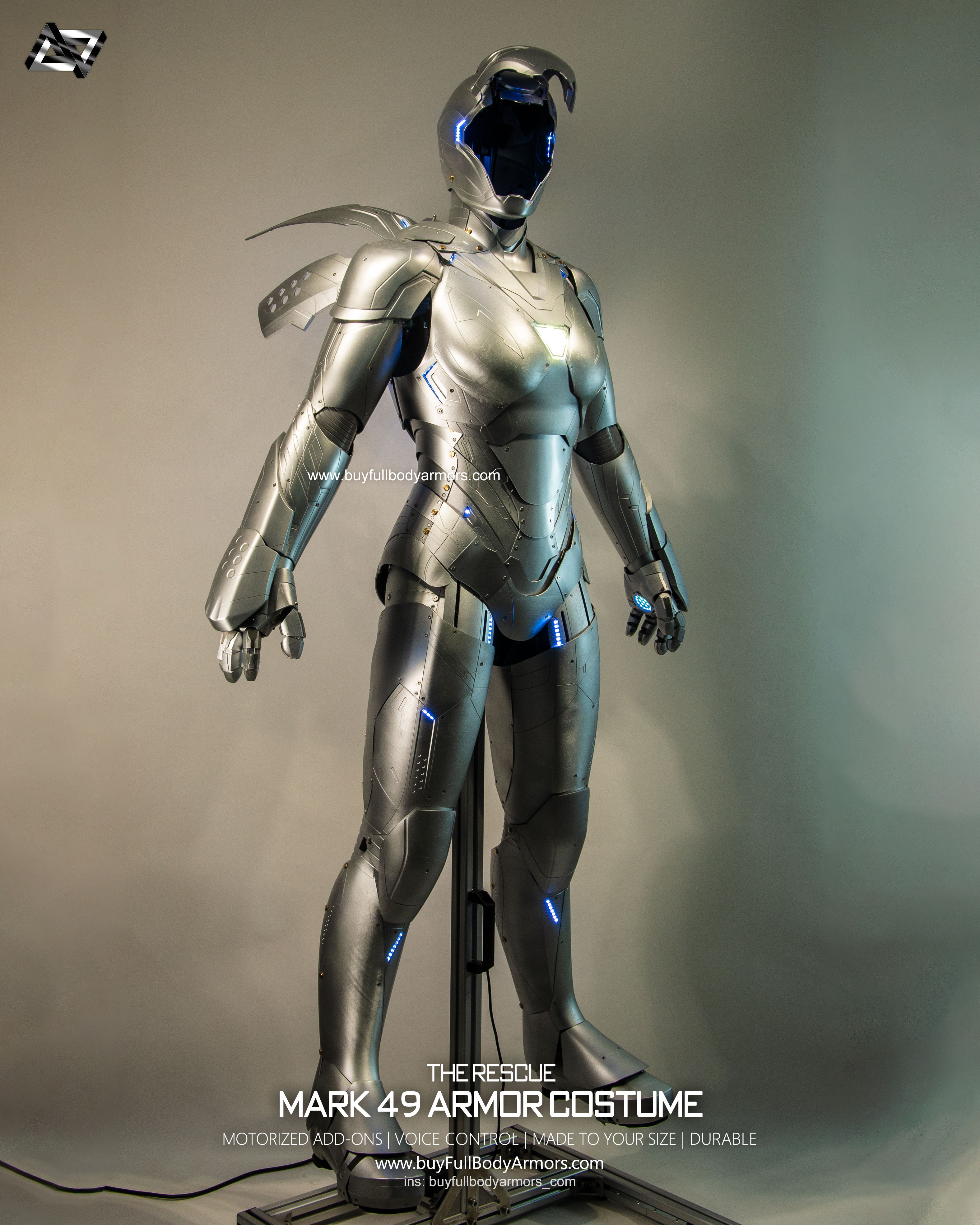 Iron Pepper Potts the Rescue suit mark49 armor costume prototype full body unpainted 4